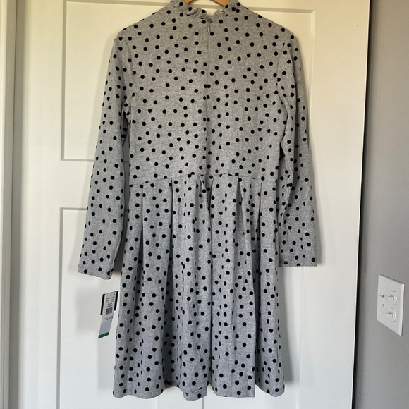 NWT Isabel & Nina Gray & Black Polka Dot Knit Dress Long Sleeve Large - Picture 2 of 10